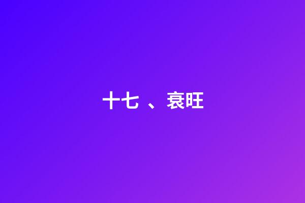 十七、衰旺